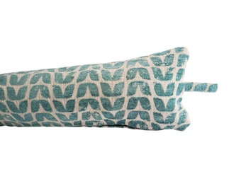 Tulip print draught excluder in light blue