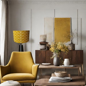 Linear stem print lampshade in dandelion/mustard image 5