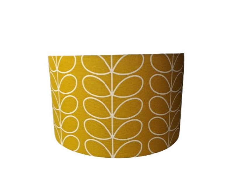 Linear stem print lampshade in dandelion/mustard image 1