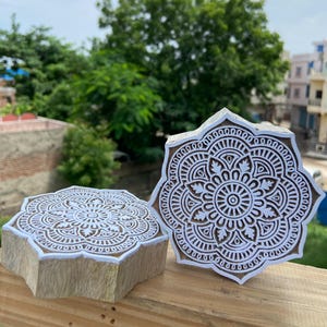 Sheesham Floral Mandala Wood Block Print Stamps (Set of 2)