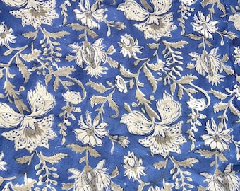 Blue Floral Hand Block Print Cotton Bedsheet – Indian Boho Bedding | Handmade Block Printed