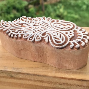 Handmade Wooden Printing Block – Floral Leaf Design Stamp for Fabric, Clay, Paper & Textile Printing