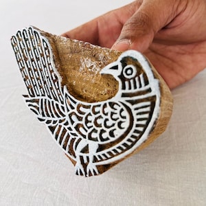 Timbro in legno intagliato a mano – Design di uccelli / Timbro in legno indiano per stampa su tessuto, arte dell'argilla, artigianato di carta / Strumento per decorazioni etniche e boho