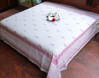 Hand Block Print Cotton Bedsheet: Ethnic Floral Indian Bedding