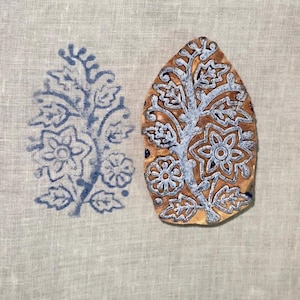 Floral Vine Wood Block Stamp: Hand-Carved Indian Textile Printing