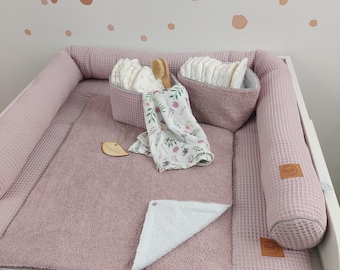 Set I Baby changing mat with detachable cover I Dusty Pink terry fabric waffel