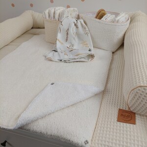 Set I Baby changing mat with detachable cover I white cream terry fabric waffel image 2