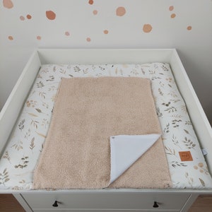 Set I Baby changing mat with detachable cover I Boho grass Natural Light Beige terry fabric image 8