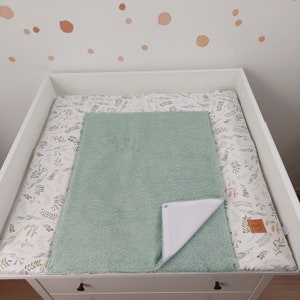 Ensemble I Matelas à langer Bébé avec housse amovible I fleurs sauge vert image 7