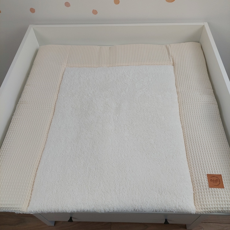 Set I Baby changing mat with detachable cover I white cream terry fabric waffel Set A