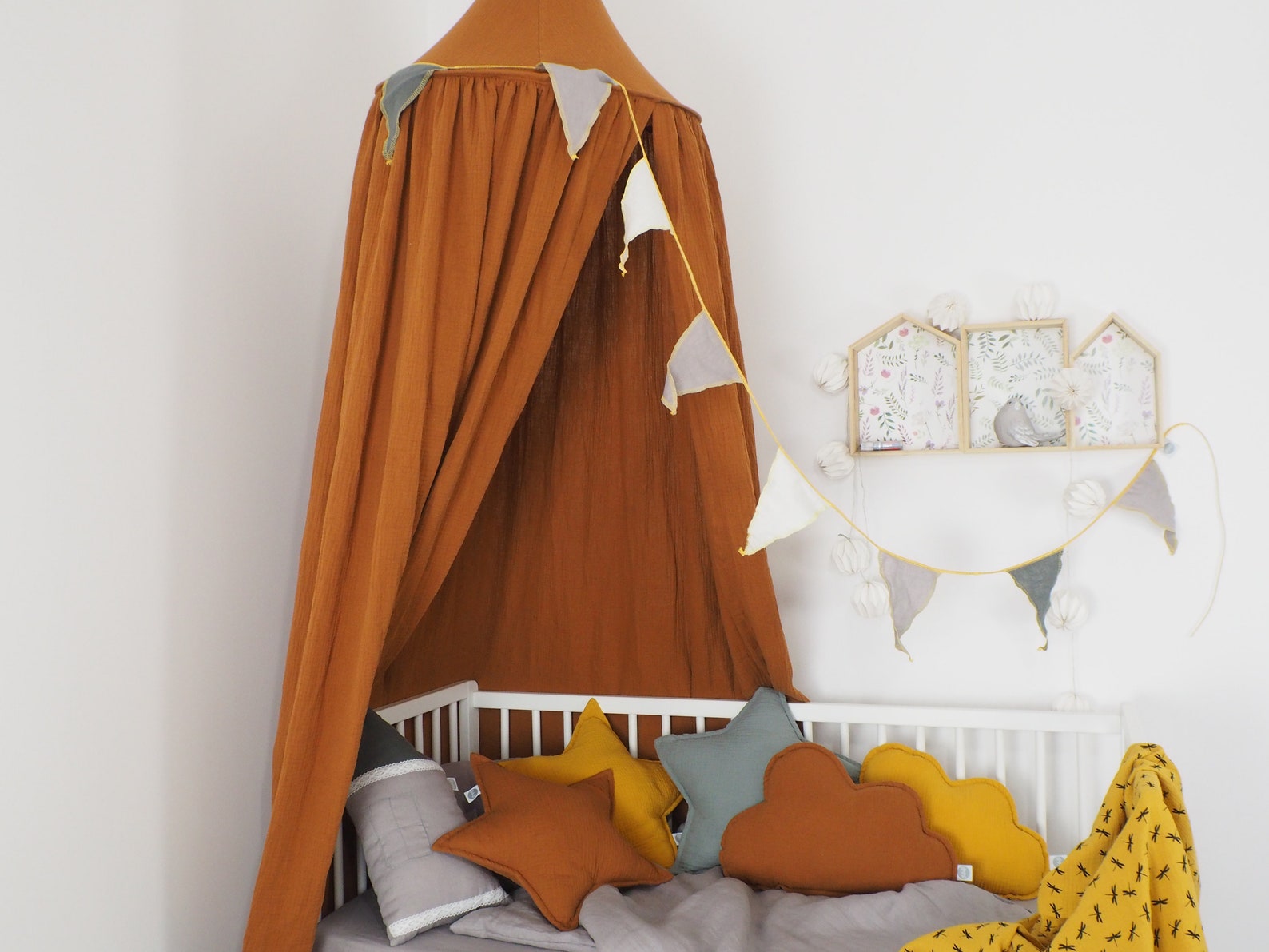 Canopy Muslin Caramel / Bed canopy / Crib canopy / Play canopy Etsy