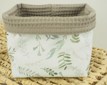 Organizer for diapers - Waffle Dark Beige florals botanic  - Gender neutral - baby gift - Natural