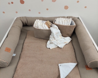 Set Baby changing mat with waterproof detachable cover with snaps I Taupe terry fabric waffel