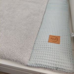 Set I Baby changing mat with detachable cover I Sagegreen Grey terry fabric waffel image 8