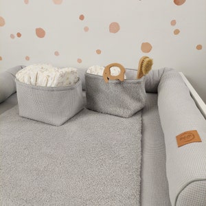 Set I Baby changing mat with detachable cover I Light Grey terry fabric waffel image 2