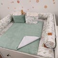 Set Baby changing mat with waterproof detachable cover with snaps I terry fabric Sagegreen Mint flowers botanic