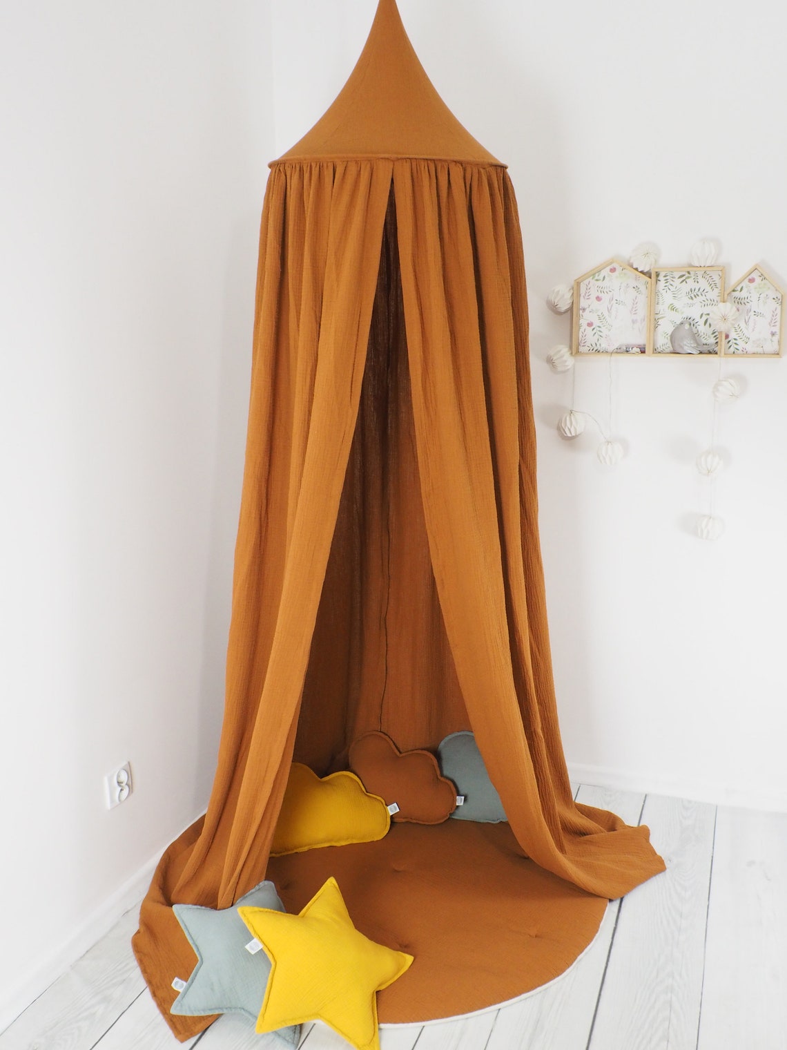 Canopy Muslin Caramel / Bed canopy / Crib canopy / Play canopy Etsy