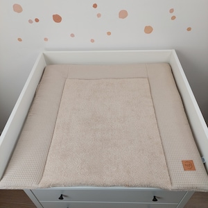 Set I Baby changing mat with waterproof detachable cover I Boho Light Beige terry fabric waffel zdjęcie 9