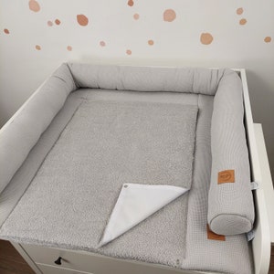 Set I Baby changing mat with detachable cover I Light Grey terry fabric waffel image 7
