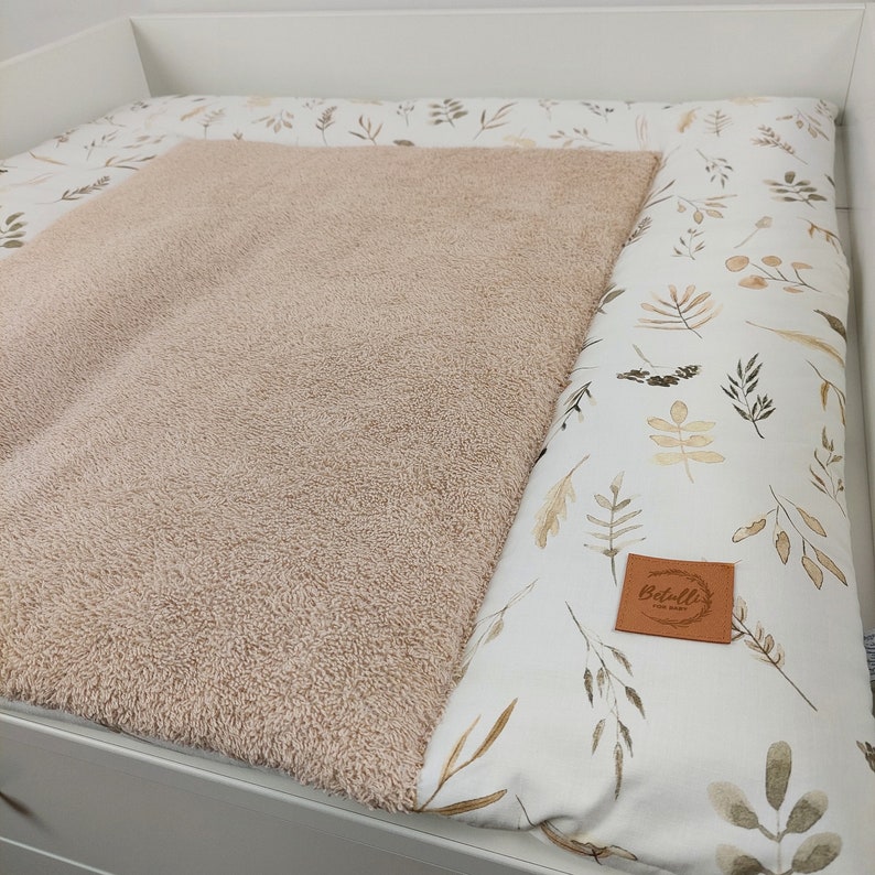 Set I Baby changing mat with detachable cover I Boho grass Natural Light Beige terry fabric Set A