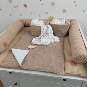 Set I Baby changing mat with detachable cover I Beige terry fabric waffel