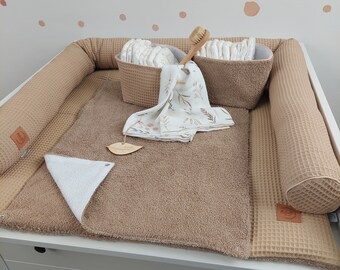 Set I Baby changing mat with detachable cover I Beige terry fabric waffel