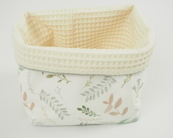 Organizer for diapers - Waffle cream - florals botanic  - Gender neutral - baby gift - Natural