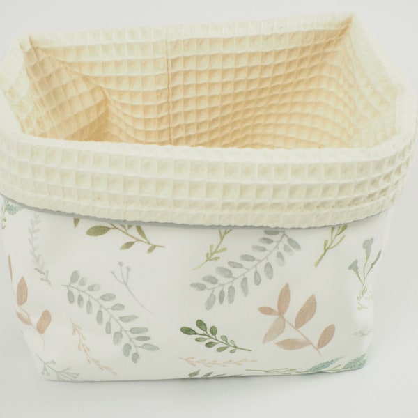 Utensilo Korb -  Waffelpique Creme - Blumen Botanisch