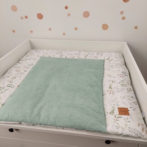 Ensemble I Matelas à langer Bébé avec housse amovible I fleurs sauge vert Set A