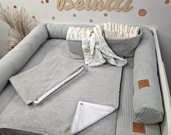Set Baby changing mat with waterproof detachable cover with snaps I Light Grey terry fabric waffel