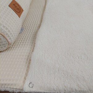 Set I Baby changing mat with detachable cover I white cream terry fabric waffel image 6