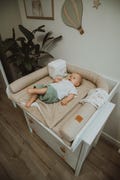 Baby changing mat with waterproof detachable cover with snaps I Light Beige terry fabric waffel