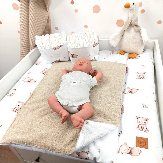 Wasserdichte Wickelauflage mit / ohne Frottee-Auflage-Option I Beige Teddybären