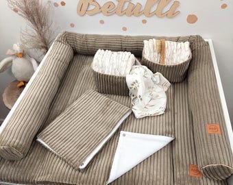 Corduroy Changing Mat with Removable Waterproof Snap-On Pad | Taupe | Soft Changing Mat | Handmade