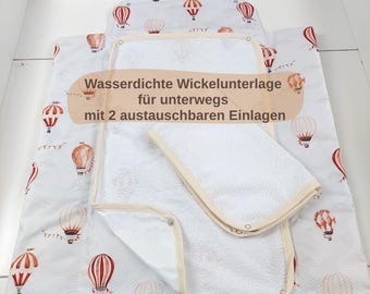 Waterproof changing mat for on the go with 2 interchangeable inserts | Portable Changing Mat | Changing Mat to Go I Babygift