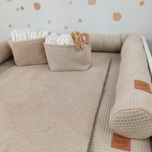 Set I Baby changing mat with waterproof detachable cover I Boho Light Beige terry fabric waffel zdjęcie 2
