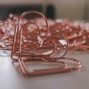 Christmas tags / Rose gold paperclips/ 12 in a pack/ heart, envelope, love shapes