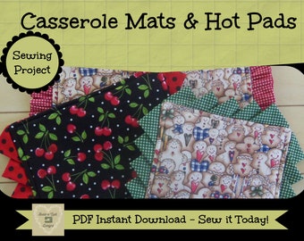 Sewing Instructions Download:  Casserole Mats & Large Hot Pads ~ 3 sizes/2 edgings