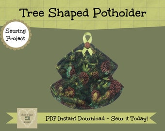 Sewing Instructions Download:  Tree Shape Potholder/Hot Pad (Cabin, Lodge, Christmas)