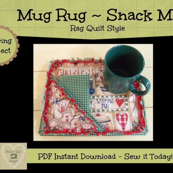 Sewing Instructions Download: Mug Rug/Snack Mat with Napkin ~ Rag Quilt Style