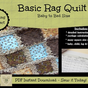 Sewing Instructions Download: Basic Rag Quilt ~ Baby Size to Bed Size