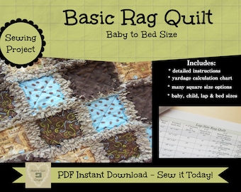 Sewing Instructions Download: Basic Rag Quilt ~ Baby Size to Bed Size