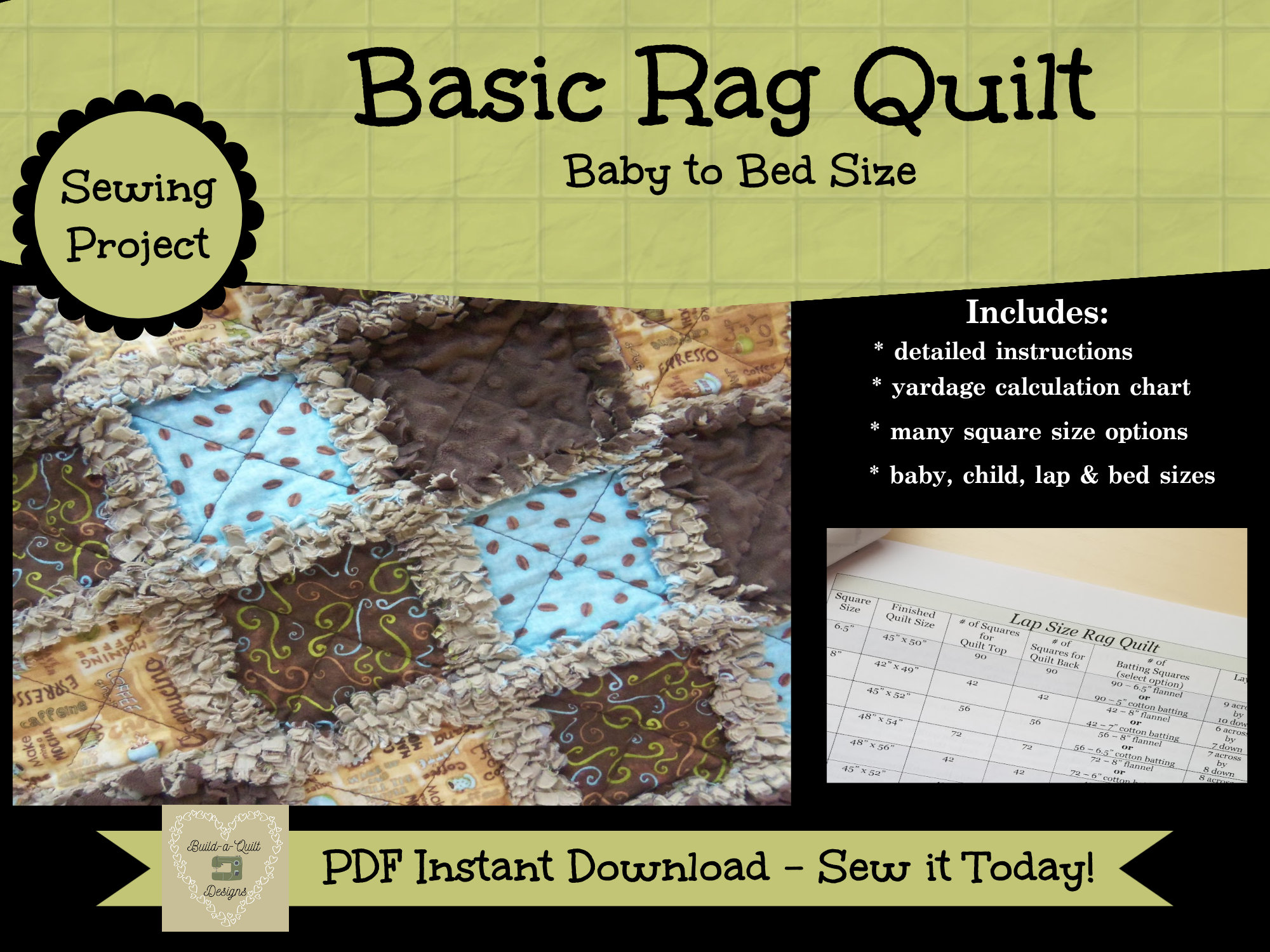 Sewing Instructions Download Basic Rag Quilt Baby Size to Bed Size Etsy