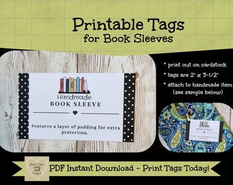 Etiqueta o tarjeta imprimible para fundas de libros / Descarga instantánea / Impresión, corte y fijación a productos hechos a mano