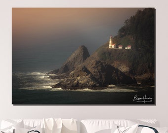 Oregon art, Oregon coast, Heceta Head Lighthouse, lighthouse, Cape Perpetua, Pacific Coast, wall art, canvas, Florence, Yachats, home decor