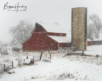 Red Barn Photo, Colorado Landscape, Farm Photography, Wall Art