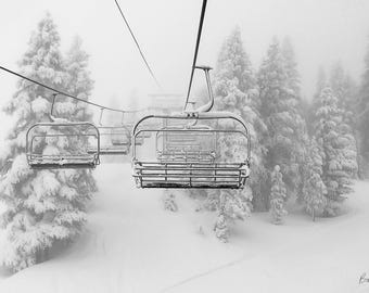 Lake Tahoe Chairlift Photograph: Mountain Sports Art Canvas
