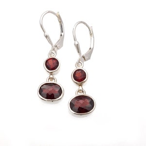 Garnet earrings leverback earrings birthstone earrings gemstone earrings gift earrings Garnet Jewelry Bali Jewelry handmade Jewelry