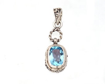 Blue Topaz Pendant Gift for Mom Metaphysical Jewelry 925 Sterling Silver Jewelry Free Shiping Gift for Her