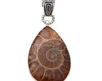 Ammonite Fossil Pendant; 925 Sterling Silver; Fossil Jewelry; Handmade Bali; Metaphysical Jewelry; Wearable Earth; One of a Kind; Unique